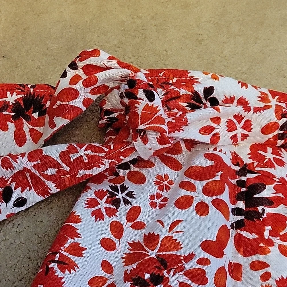 Cato Skirt 14 with Fabric Belt White Orange Brown Floral A-Line
